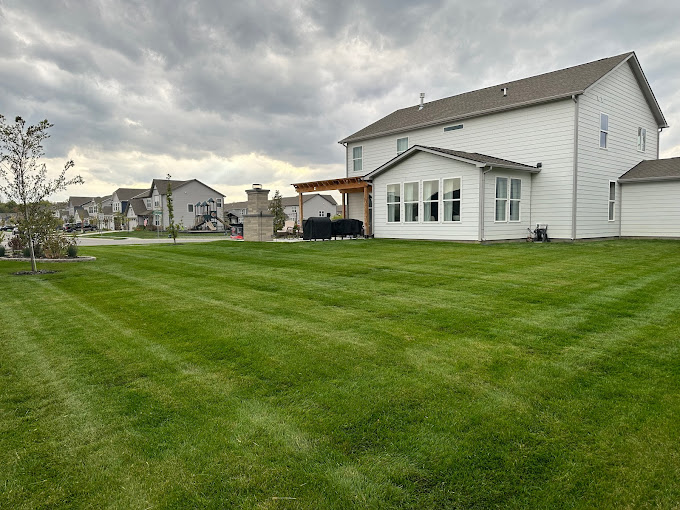 House with perfectly cut lawn